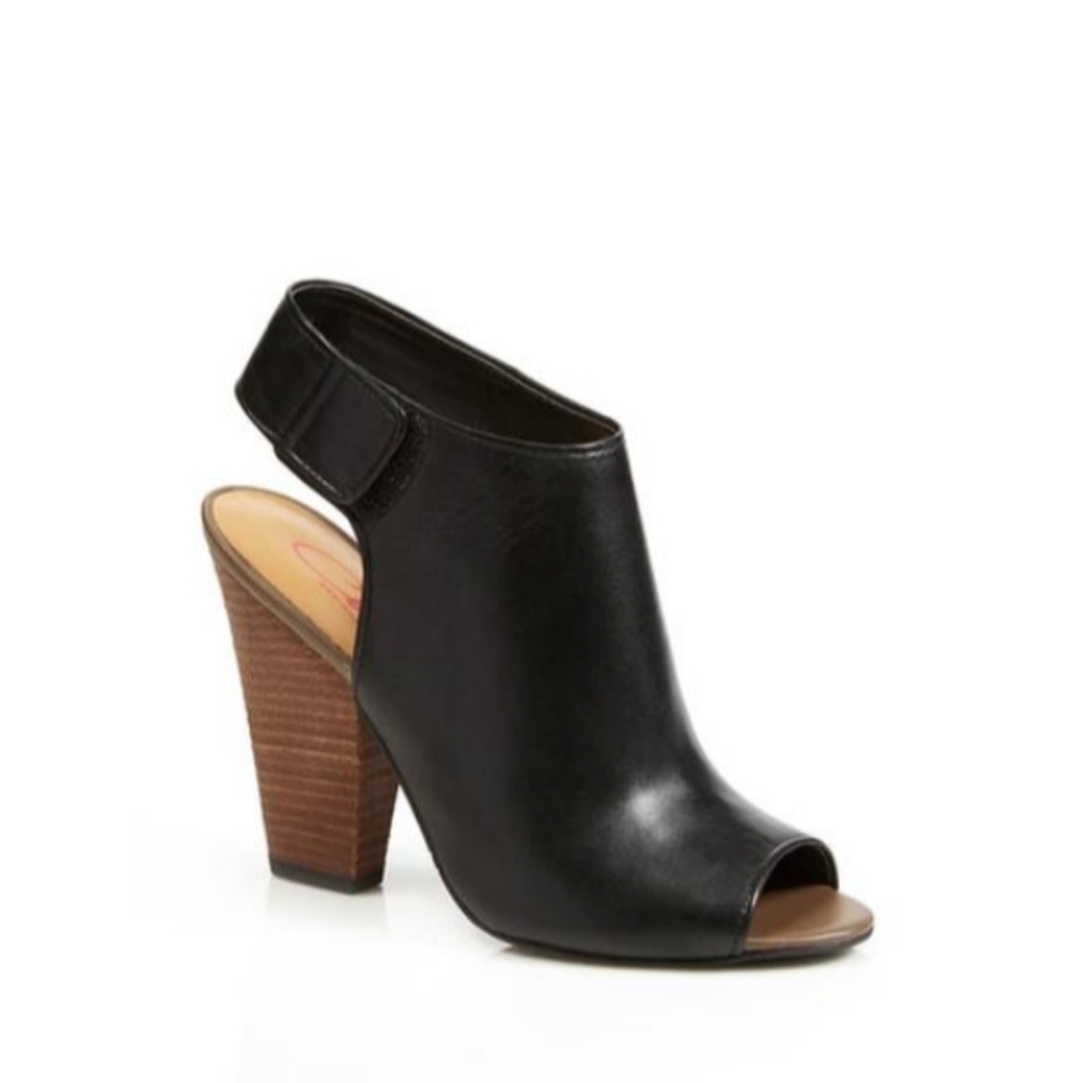 Charly Amar Pharroh Leather Peep Toe Heeled Sling Back Sandals in‎ Black Size 8